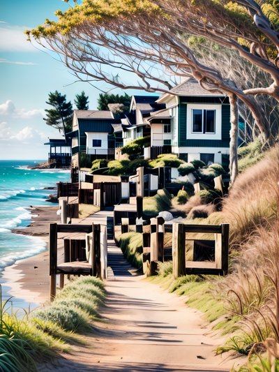 Coastal Beach Path Photorealistic QR Code Art
