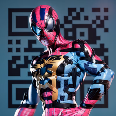 Pink Spider Hero 3D Render QR Code for Posters — image 1