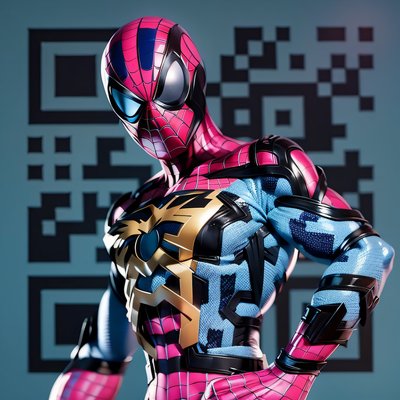 Pink Spider Hero 3D Render QR Code for Posters