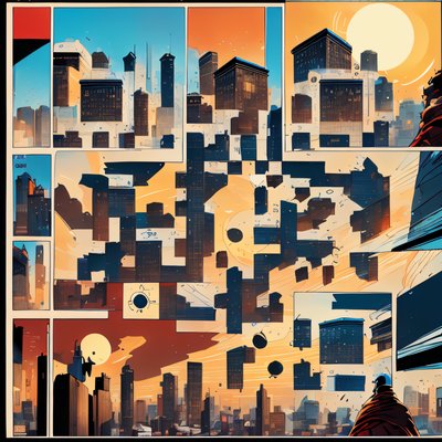 Comic Panel City Skyline QR Code for Posters
