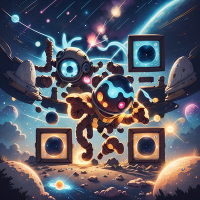 Playful Alien Meteor Shower Cartoon QR Code for Posters
