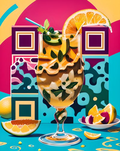 Mango Cocktail Cartoon QR Code for Menus