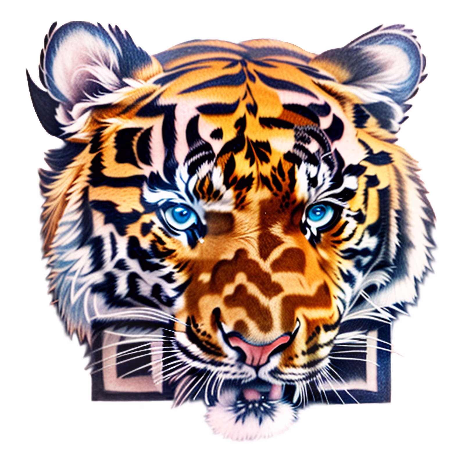 Tiger Head Tattoo Style QR Code for Temporary Tattoos — image 1