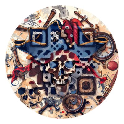 Pirate Hat and Skull Illustration QR Code for Stickers