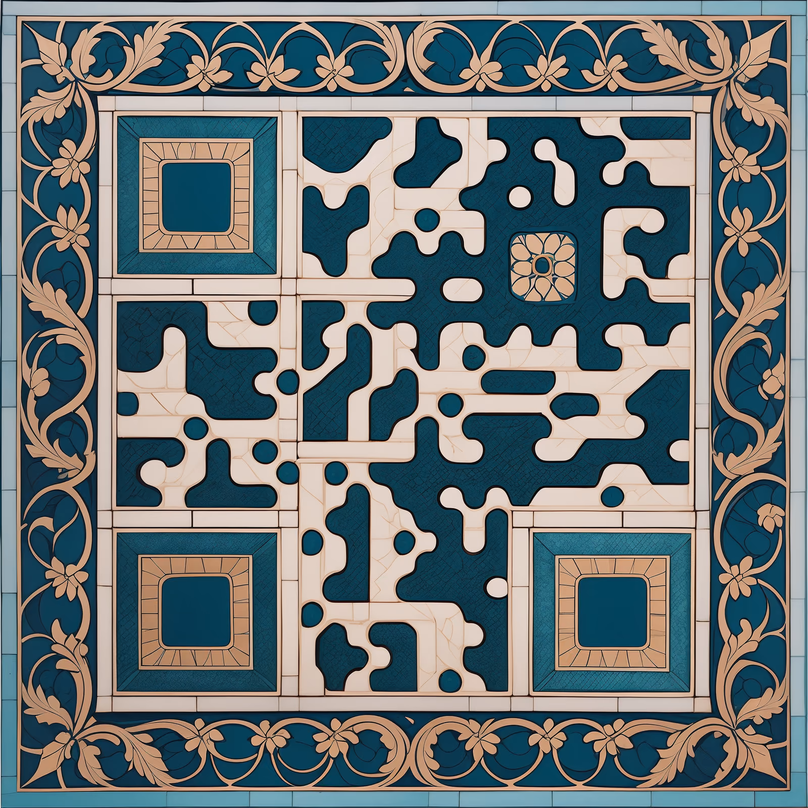 Ottoman Tilework Arabesque QR Code Art — image 1