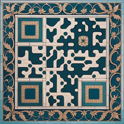 Ottoman Tilework Arabesque QR Code Art