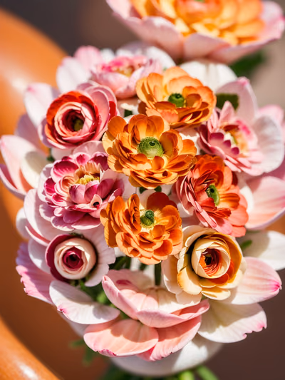 Peach Ranunculus Macro Photo QR Code Art — image 1