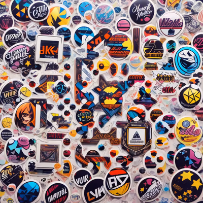 Retro Sticker Bomb Collage Pattern QR Code for Stickers — image 1