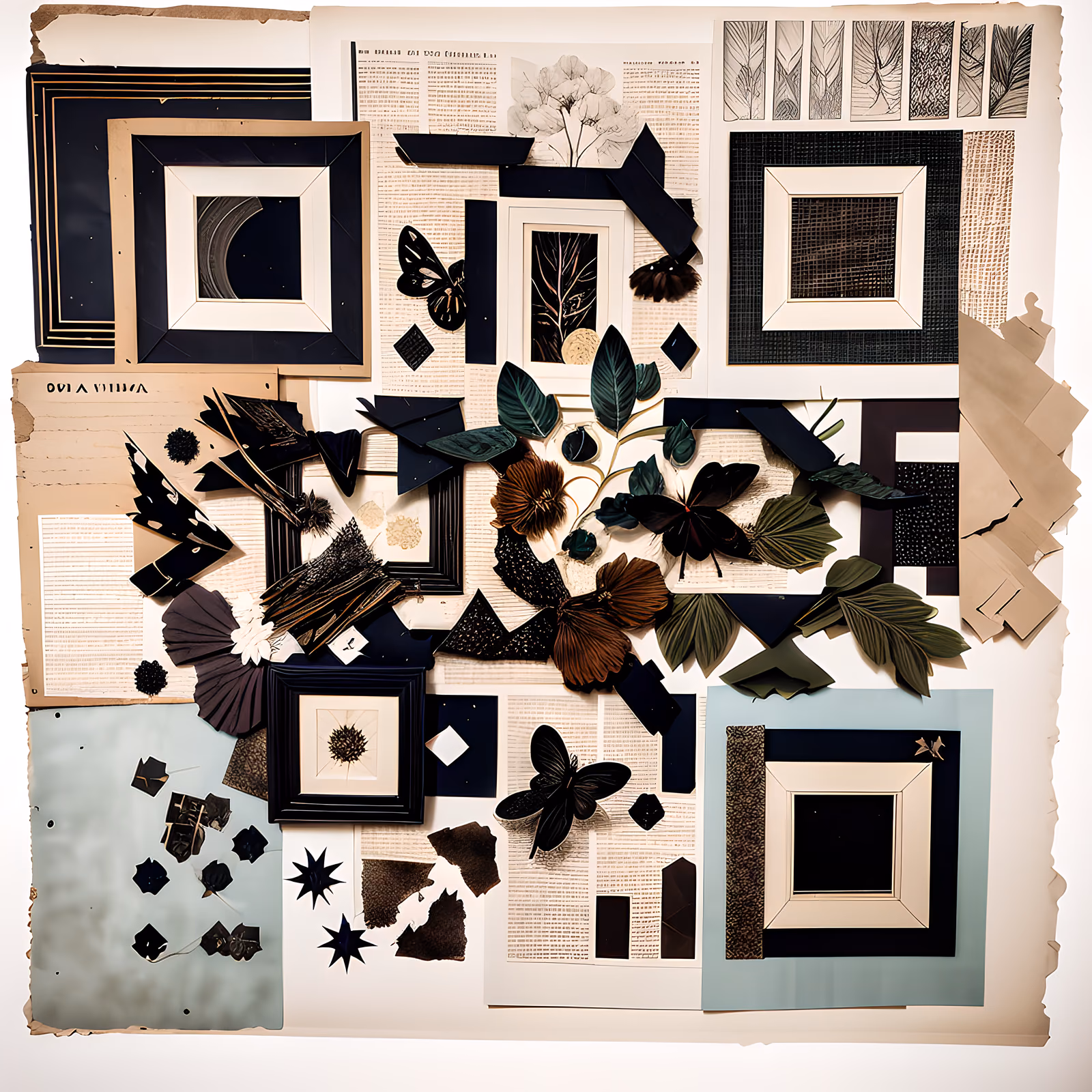 Vintage Botanical Paper Collage QR Code Art — image 1