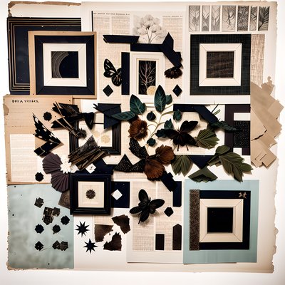 Vintage Botanical Paper Collage QR Code Art