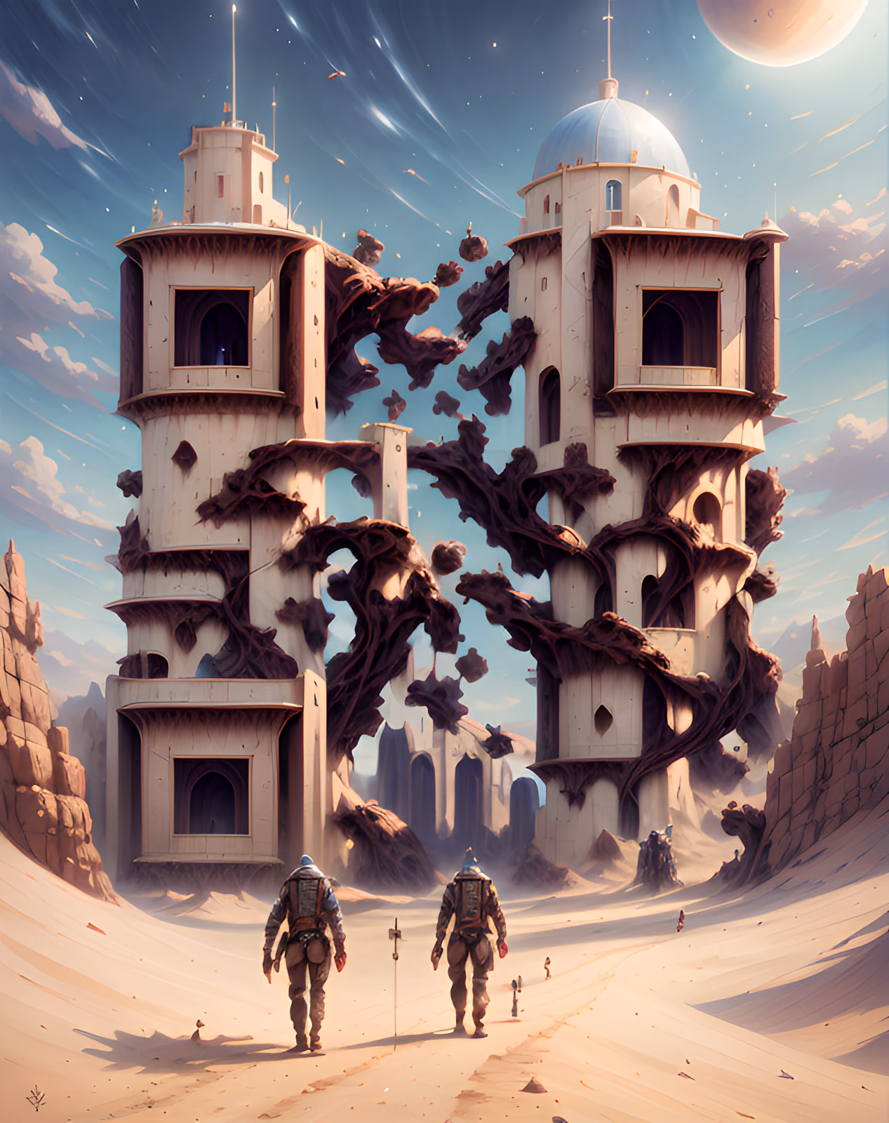 Desert Towers Fantasy Matte Painting QR Code for Posters — image 1