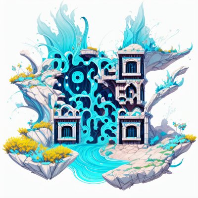 Floating Island Ruins Fantasy QR Code for Posters