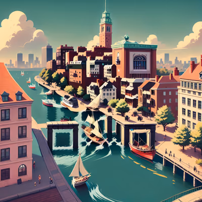 Boston Waterfront Game Art QR Code for Posters — image 1