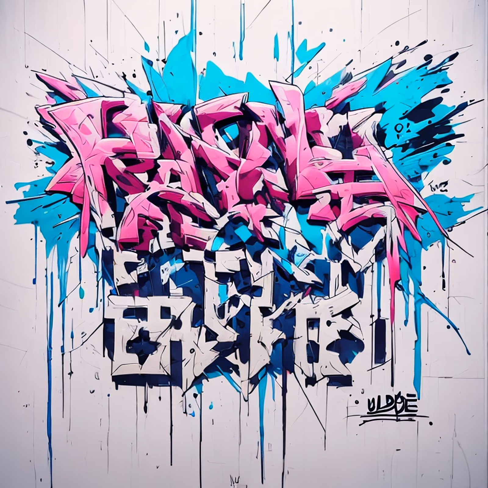 Pink Cyan Graffiti Lettering QR Code for Posters — image 1