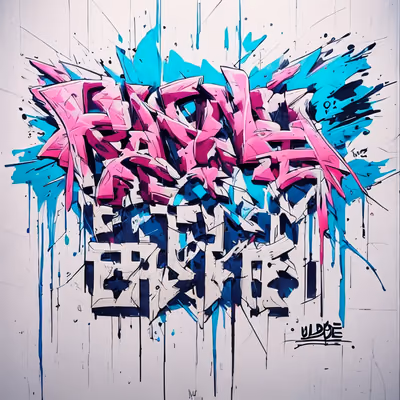 Pink Cyan Graffiti Lettering QR Code for Posters — image 1