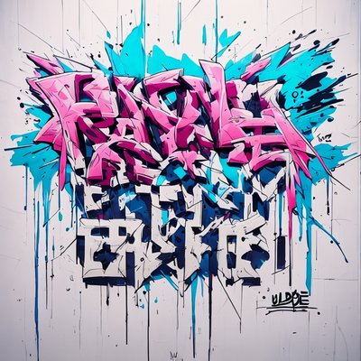 Pink Cyan Graffiti Lettering QR Code for Posters