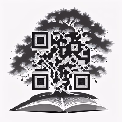 Ink Tree and Open Book QR Code for Book Covers — image 1