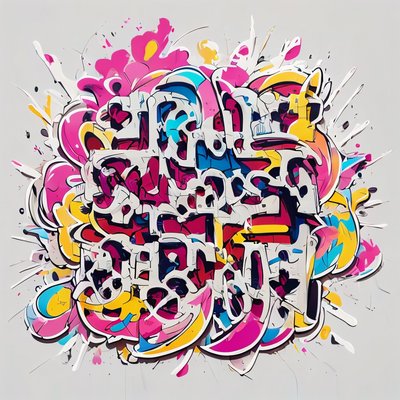Graffiti Wildstyle Lettering Pattern QR Code for Stickers