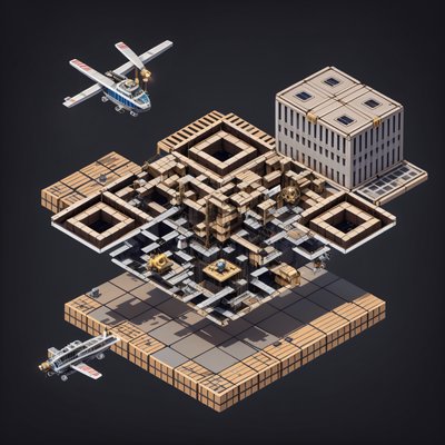 Isometric Steampunk Airship Dock QR Code Art