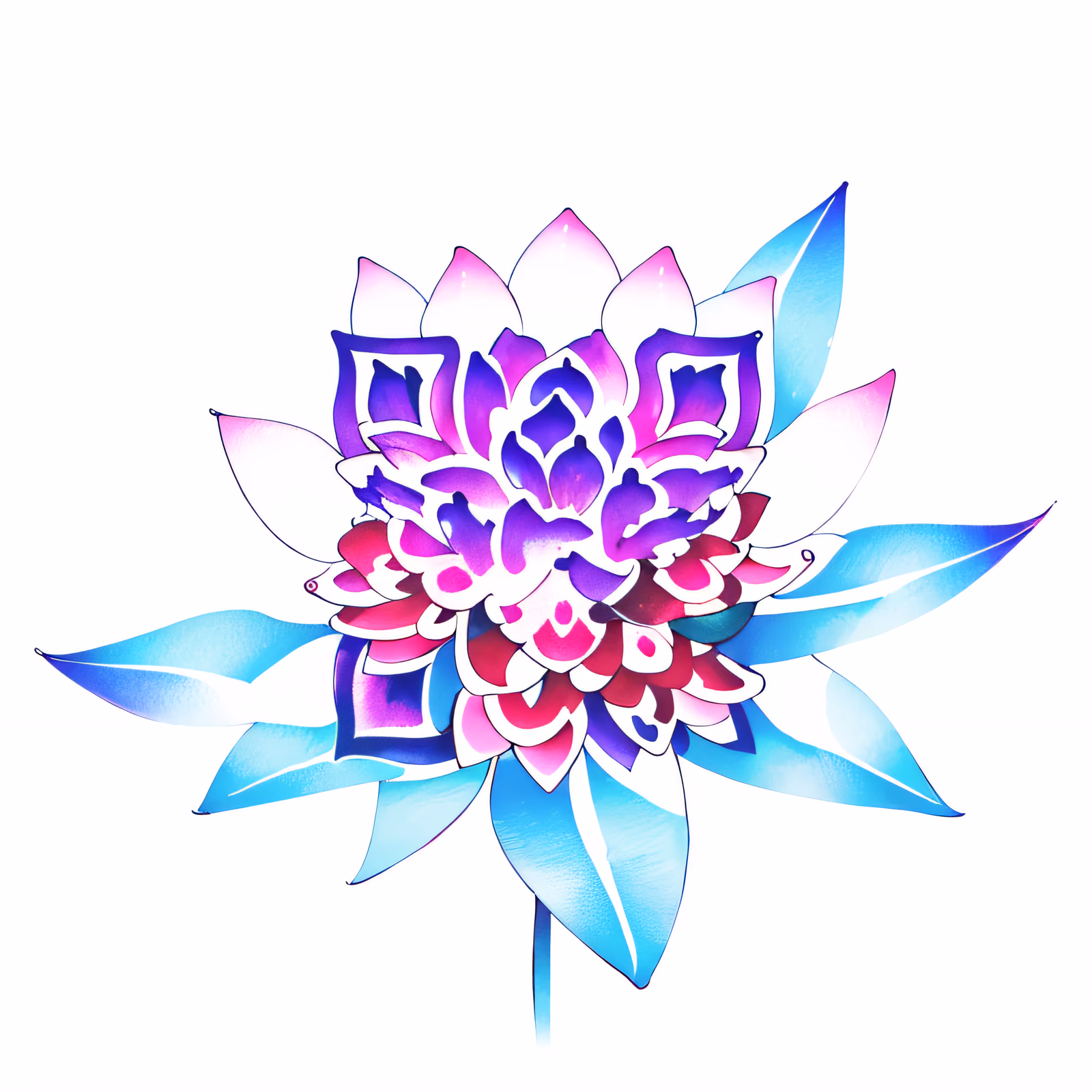 渐变莲花纹身风格二维码艺术,适用于临时纹身 — 图片 1