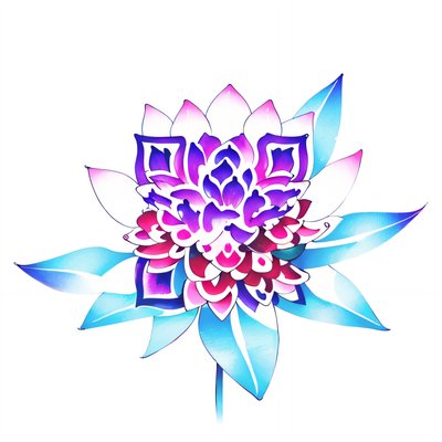 Gradient Lotus Tattoo Style QR Code for Temporary Tattoos