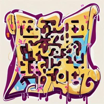 Graffiti Lettering Cartoon QR Code for Stickers