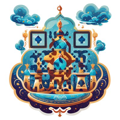 童话宫殿矢量贴纸二维码艺术