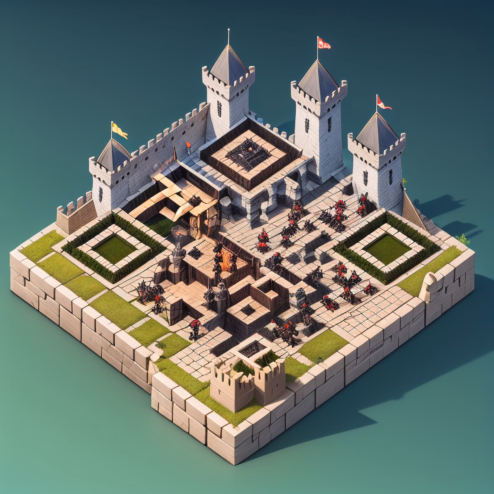 Isometric Medieval Castle Siege QR Code for Posters — image 1