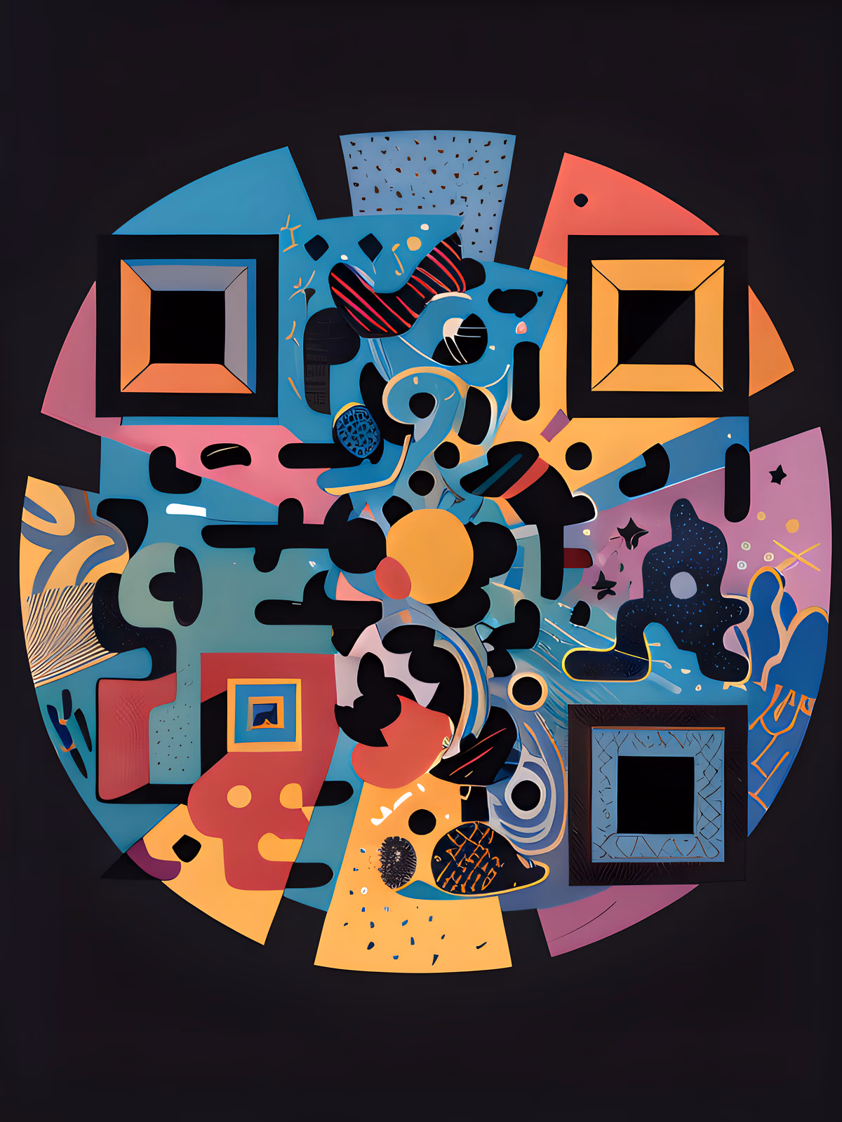 Яркие абстрактные геометрические фигуры: QR-код — изображение 1