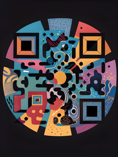 Colorful Abstract Geometric Shapes QR Code Art
