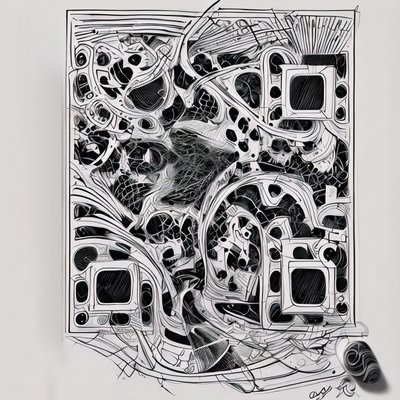 Abstract Zentangle Ink Drawing QR Code Art