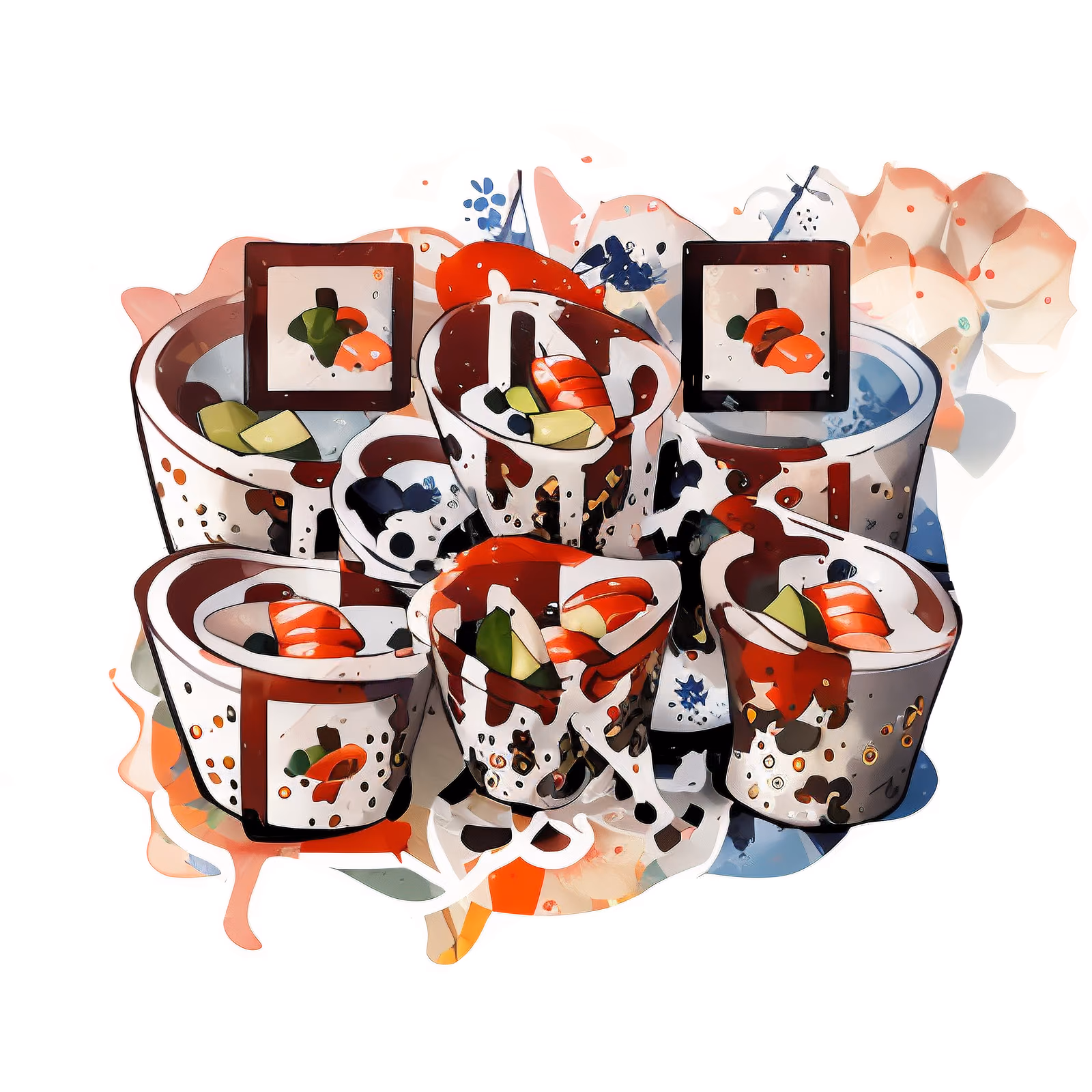 Роллы суши, векторная наклейка: QR-код для стикеров — изображение 1