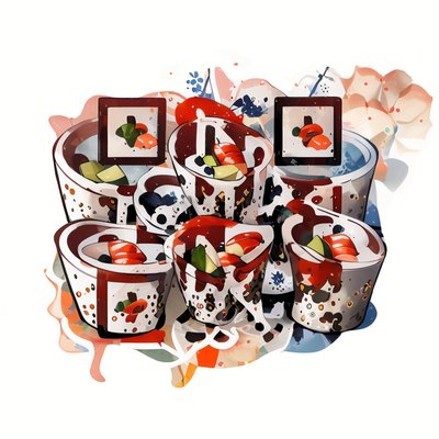 Sushi Rolls Vector Sticker QR Code for Stickers
