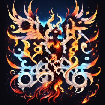 Пылающий феникс в стиле фэнтези: QR-код для одежды
