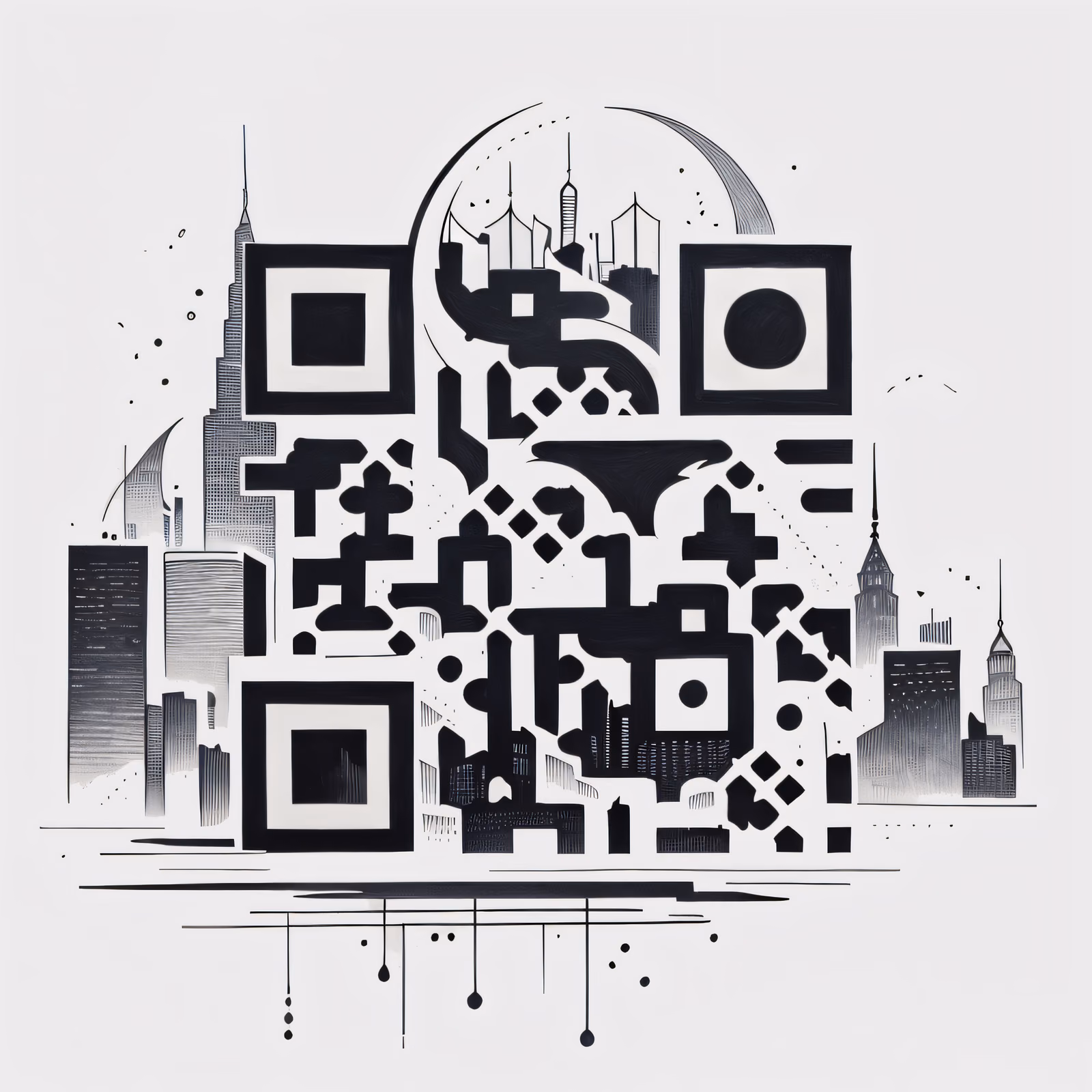 City Skyline Ink Tattoo QR Code for Temporary Tattoos — image 1