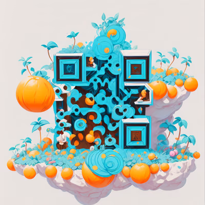 Floating Tangerine Island Game Art QR Code for Posters — image 1