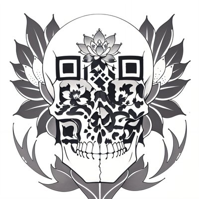 Lotus Skull Tattoo Ink QR Code for Temporary Tattoos