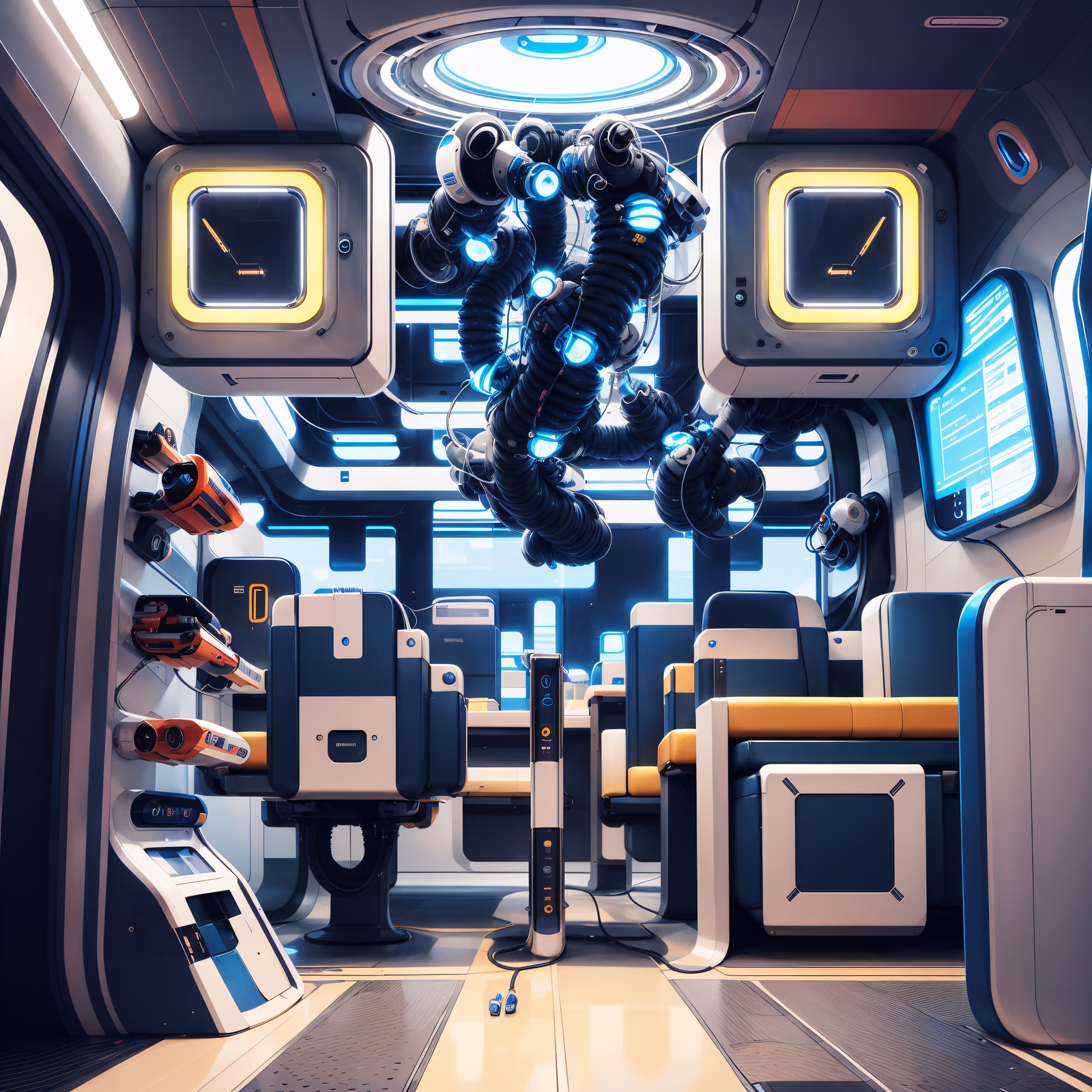 Retrofuturist Pod Interior Digital QR Code for Posters — image 1