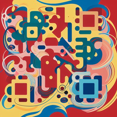 Colorful Abstract Shapes Vector QR Code for Posters