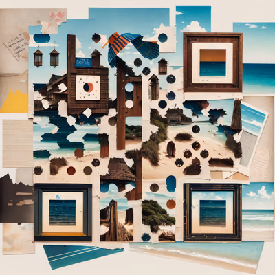 Retro Beach Postcard Collage QR Code for Posters — image 1