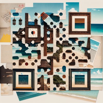 Retro Beach Postcard Collage QR Code for Posters