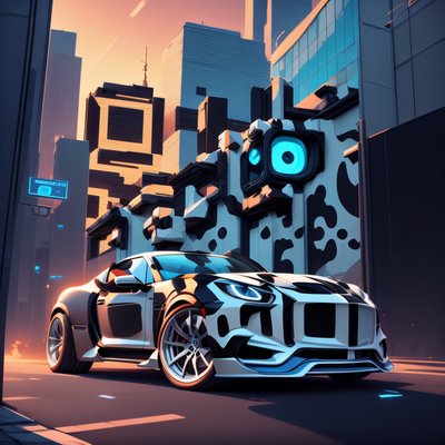 Spotted Sports Car Game Art QR Code for Posters