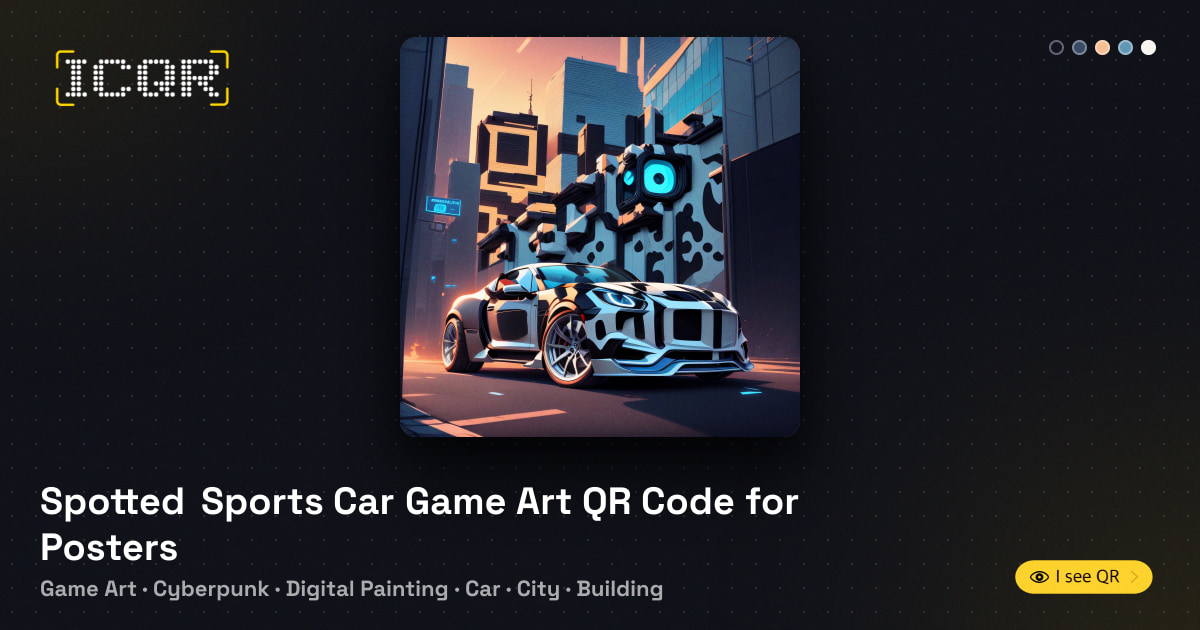 Spotted Sports Car Game Art QR Code for Posters • ICQR