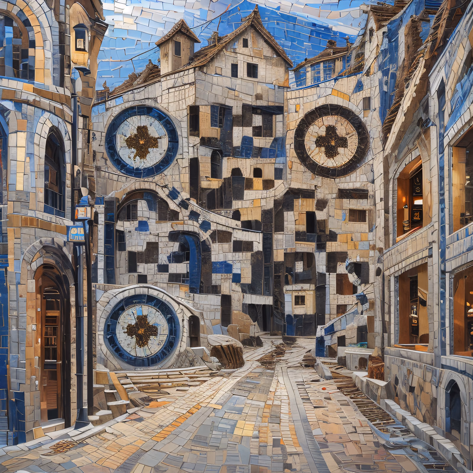Mosaic Old Town Street QR Code Art — image 1