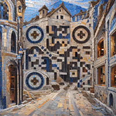 Mosaic Old Town Street QR Code Art — image 1