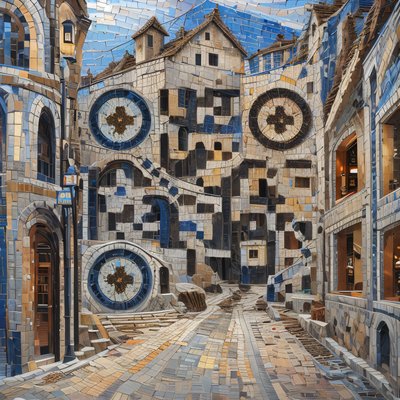 Mosaic Old Town Street QR Code Art