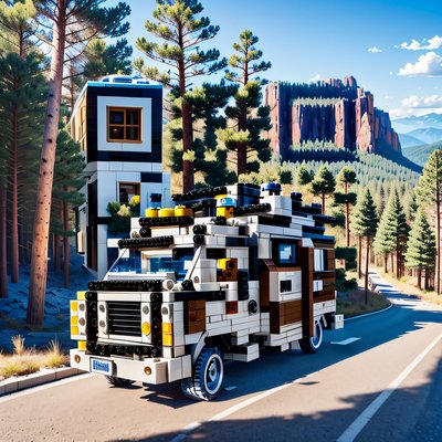 Brick Camper Van Mountain Road QR Code Art