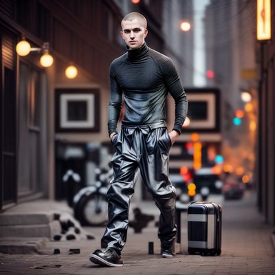 Urban Fashion Portrait Photorealism QR Code for Posters