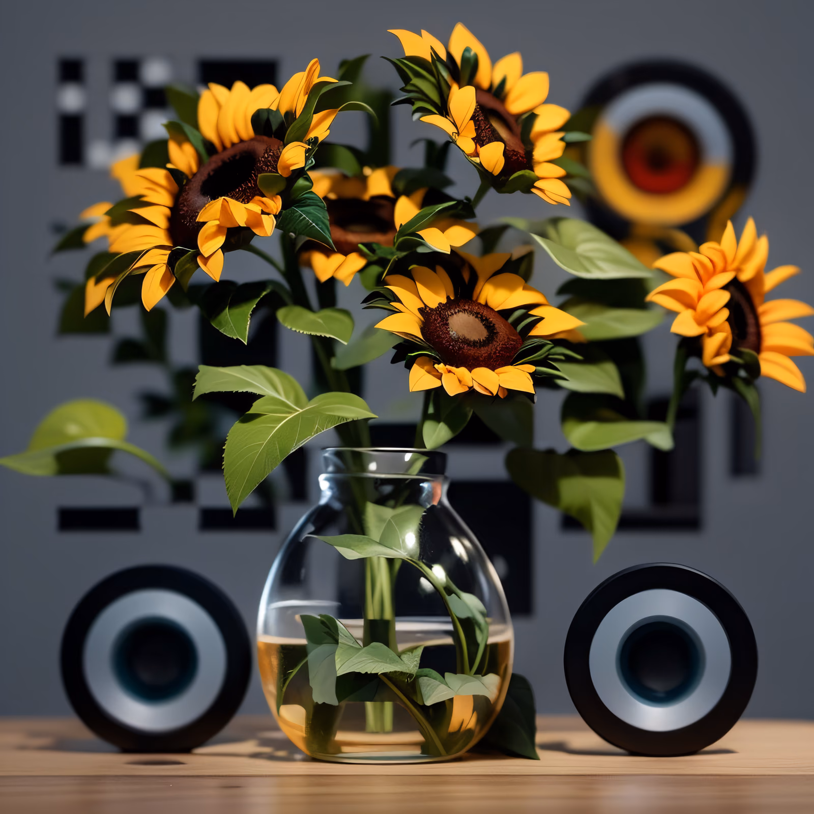 玻璃花瓶向日葵3D二维码艺术 — 图片 1