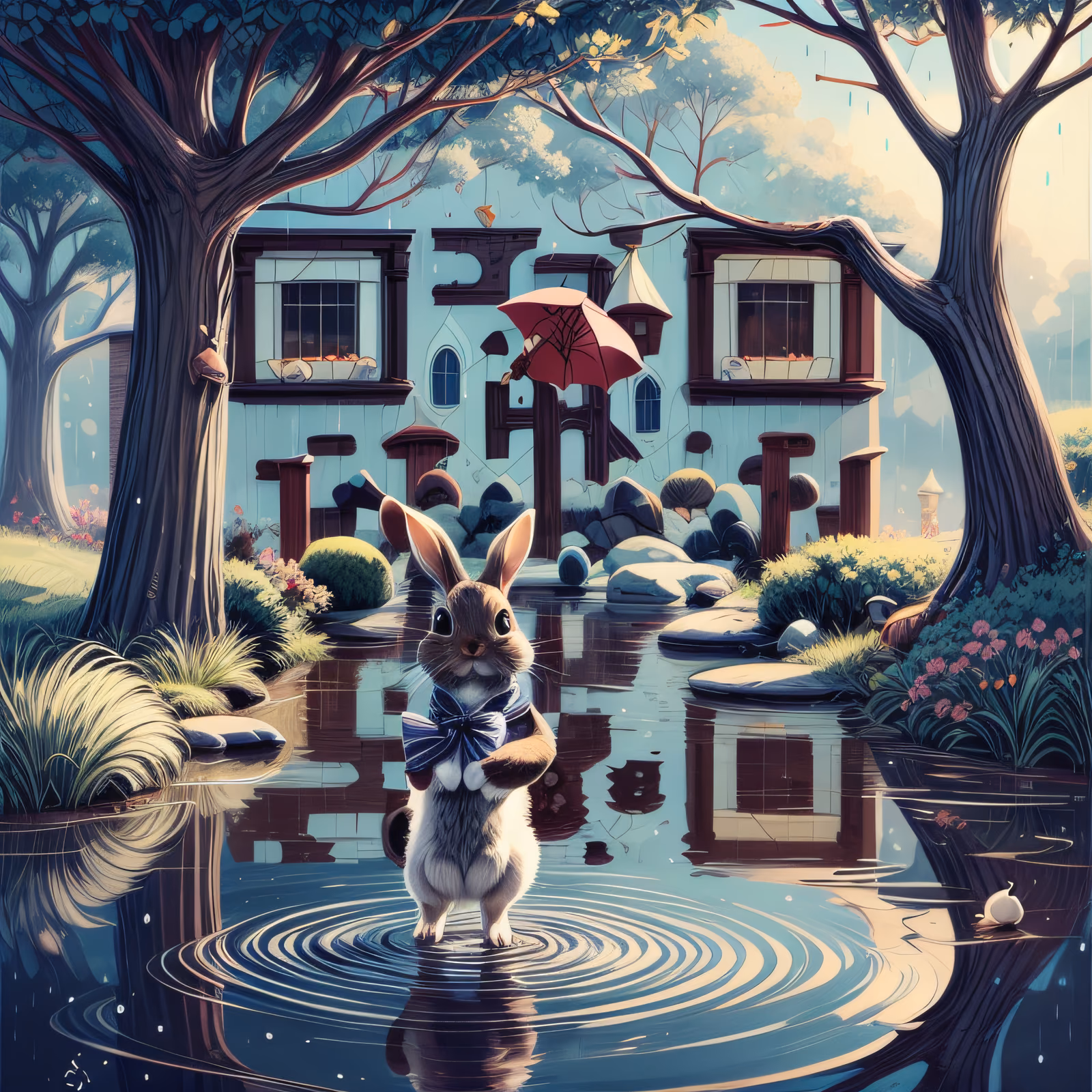 Rabbit With Umbrella Storybook QR Code for Book Covers — image 1